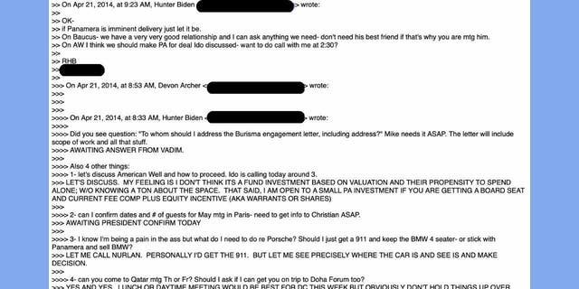On April 21, 2014, Hunter Biden sent an email to Archer insisting that he was really close with Baucus and can ask anything we need.