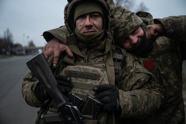 Ukrainian soldiers heading to battle in eastern Ukraine last month. 